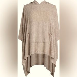 Demdaco Hooded Heather  Charcoal Grey Speckled  One Size Blend Poncho Shawl NEW!